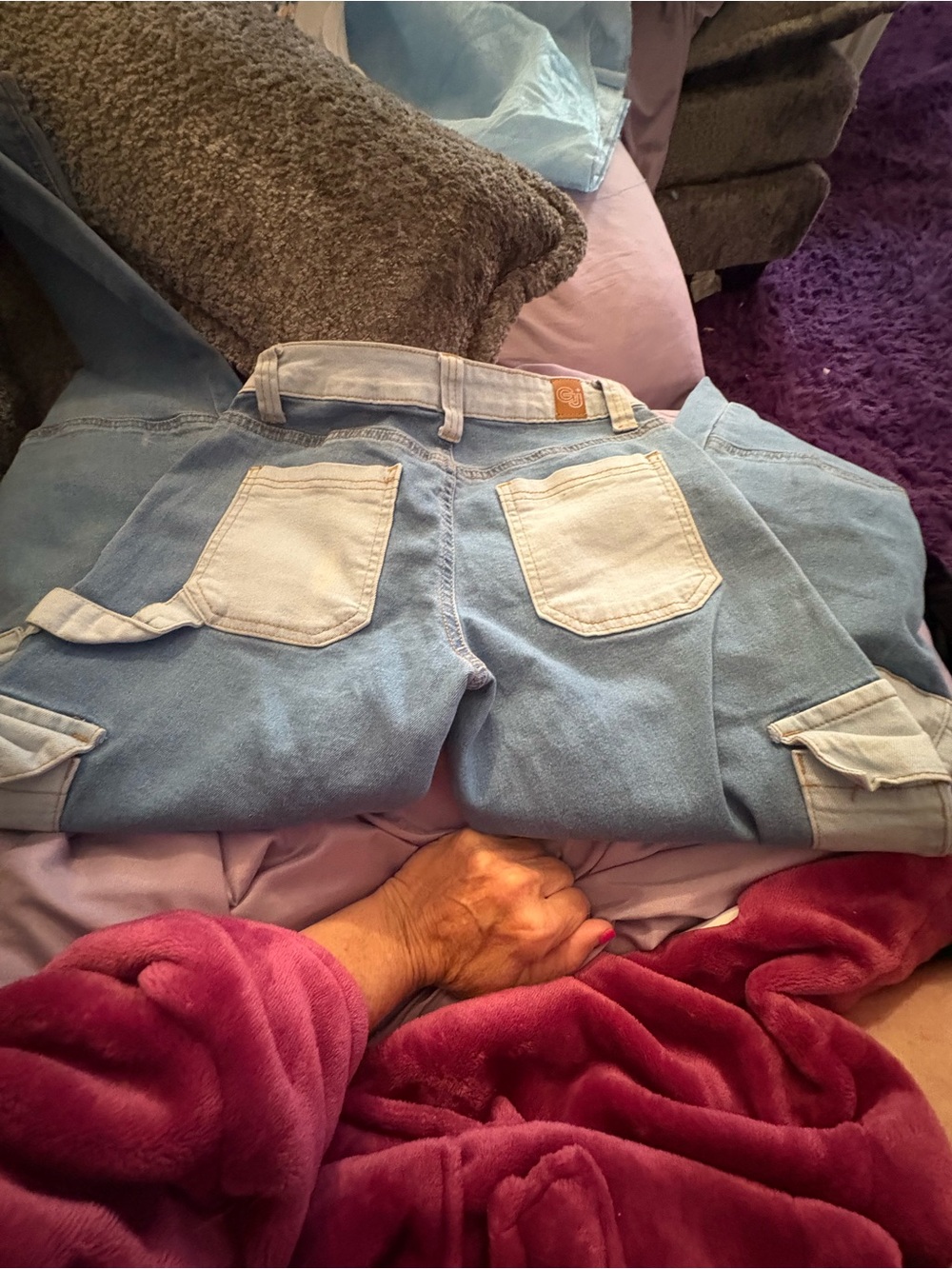 Angel Kiss Light Blue Embroidered Flare Jeans